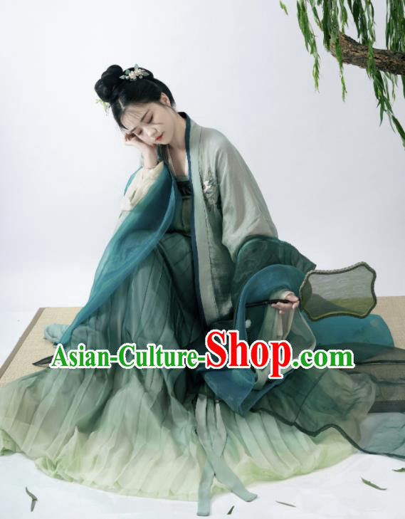 Chinese Traditional Green Hanfu Dress Tang Dynasty Young Lady Costumes Ancient Princess Clothing