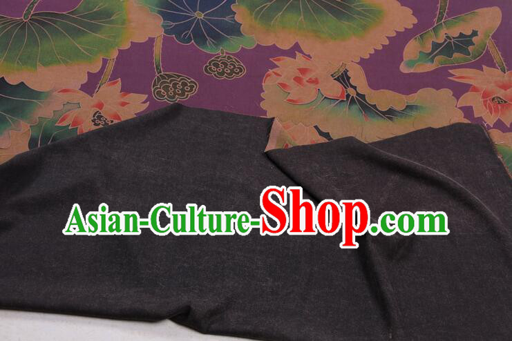 Chinese Traditional Lotus Pattern Design Gambiered Guangdong Gauze Fabric Asian Purple Silk Material