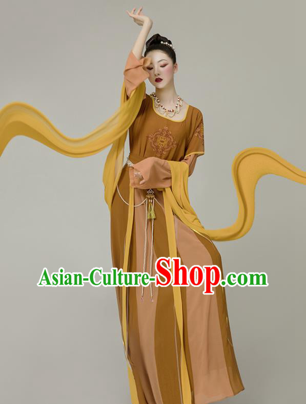 Chinese Tang Dynasty Hanfu Dress Classical Dunhuang Flying Apsaras Dance Garment Costumes Ancient Goddess Clothing