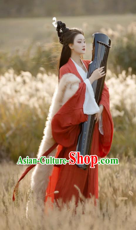 Chinese Ancient Swordswoman Clothing Traditional Red Hanfu Dress Jin Dynasty Princess Costumes