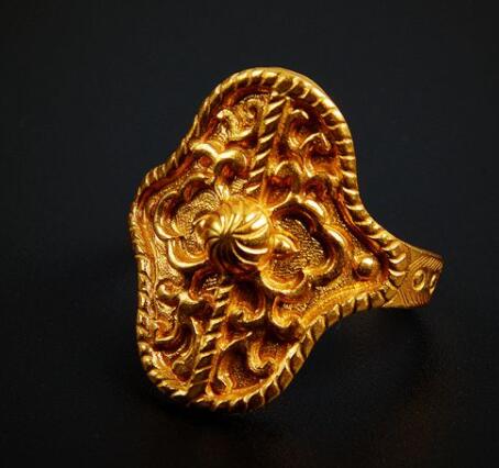 China Handmade Golden Circlet Tang Dynasty Jewelry Ancient Princess Ring