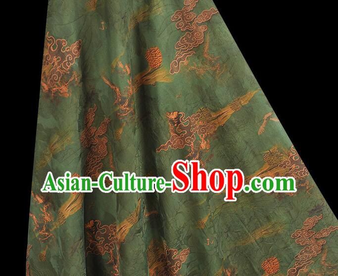 Chinese Green Gambiered Guangdong Gauze Traditional Qipao Dress Material Classical Cheongsam Jacquard Silk Fabric