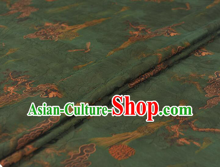 Chinese Green Gambiered Guangdong Gauze Traditional Qipao Dress Material Classical Cheongsam Jacquard Silk Fabric