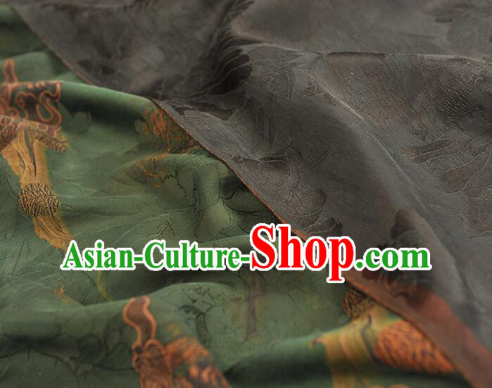 Chinese Green Gambiered Guangdong Gauze Traditional Qipao Dress Material Classical Cheongsam Jacquard Silk Fabric