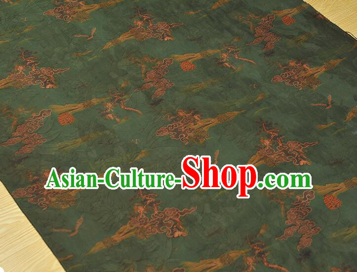 Chinese Green Gambiered Guangdong Gauze Traditional Qipao Dress Material Classical Cheongsam Jacquard Silk Fabric