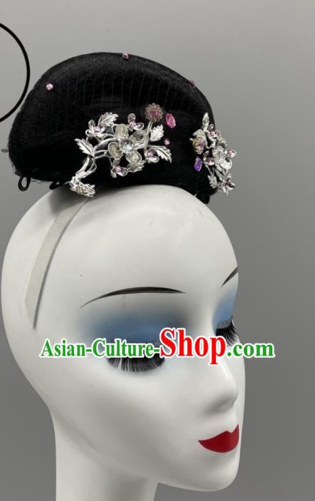 Chinese Woman Dance Competition Hair Jewelries Stage Performance Wig Chignon Classical Dance Headpiece