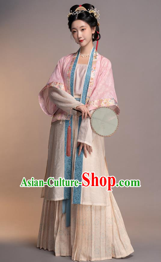 Chinese Song Dynasty Young Woman Garment Costumes Ancient Noble Mistress Clothing Traditional Hanfu Dresses Complete Set