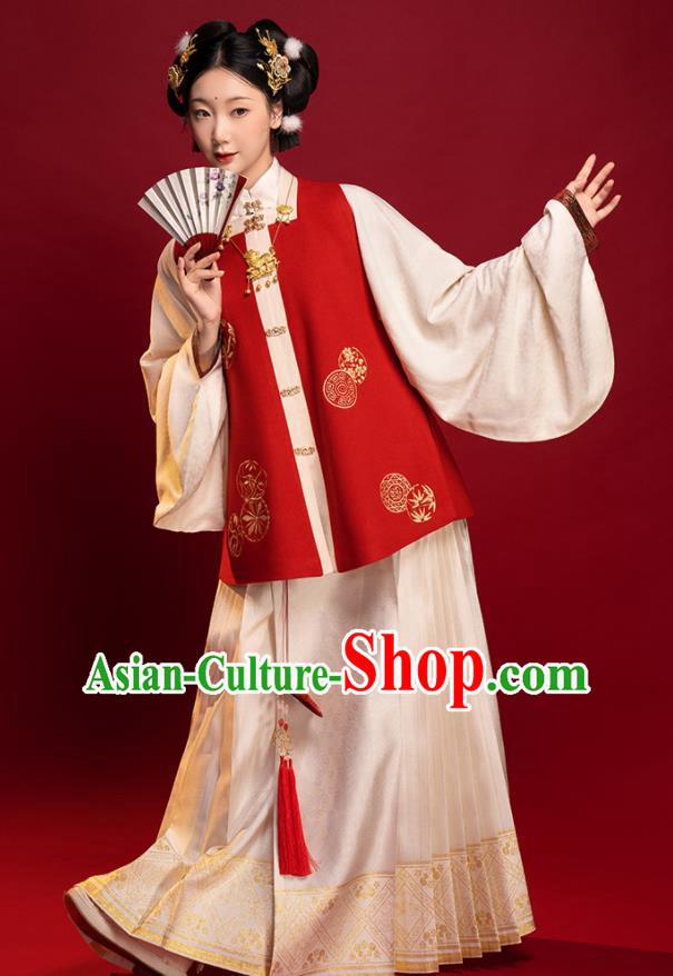 Chinese Traditional New Year Hanfu Dresses Ming Dynasty Young Woman Garment Costumes Ancient Noble Lady Clothing
