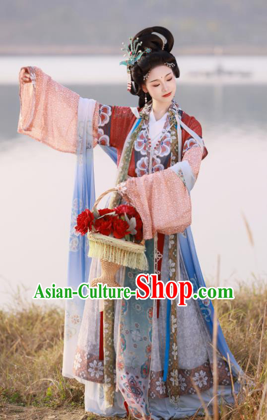 Chinese Ancient Chang E Moon Goddess Clothing Tang Dynasty Noble Woman Garment Costumes Traditional Hanfu Flying Fairy Dresses