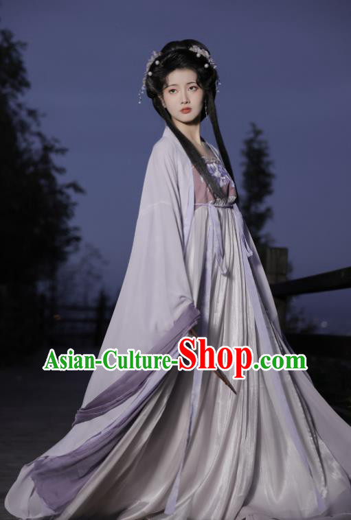 Chinese Traditional Purple Hanfu Dresses Ancient Goddess Clothing Tang Dynasty Princess Garment Costumes
