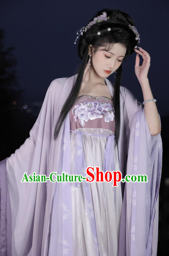 Chinese Traditional Purple Hanfu Dresses Ancient Goddess Clothing Tang Dynasty Princess Garment Costumes