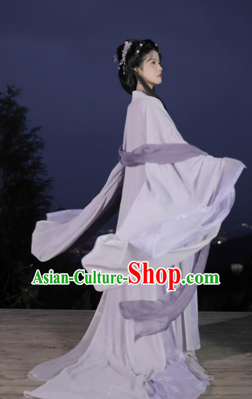 Chinese Traditional Purple Hanfu Dresses Ancient Goddess Clothing Tang Dynasty Princess Garment Costumes