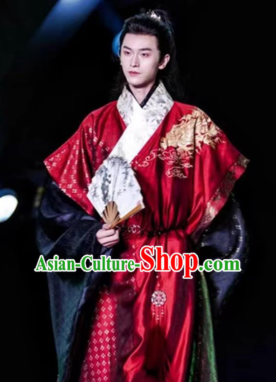 China Ancient Young Childe Costumes Ming Dynasty Scholar Clothing Traditional Hanfu Brocade Robes