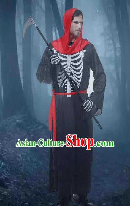 Top Cosplay Ghost Black Robe Fancy Ball God of Death Clothing Halloween Demon Costume