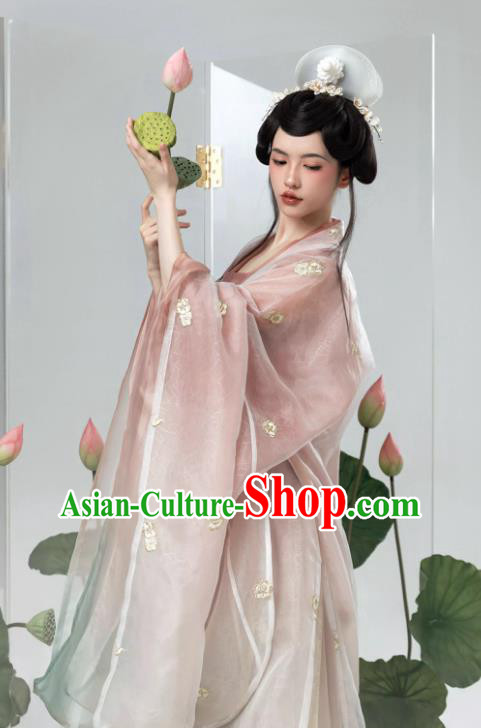 China Traditional Song Dynasty Empress Pink Hanfu Dresses Ancient Imperial Consort Costumes Complete Set