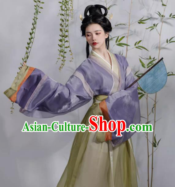 China Traditional Jin Dynasty Royal Princess Hanfu Dresses Ancient Goddess Costumes
