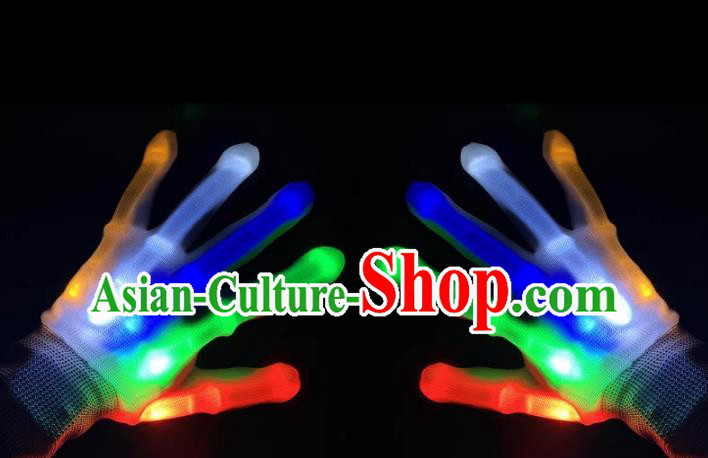 Colorful Halloween LED Gloves Cosplay Fluorescent Hand Bone Props