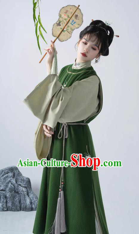 China Ming Dynasty Replica Costumes Young Woman Hanfu Traditional Fashion Ancient Noble Mistress Outfit