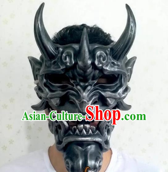 Top Halloween Hannya Ghost Black Mask Fancy Ball Headwear Cosplay Heavenly Hound Prop