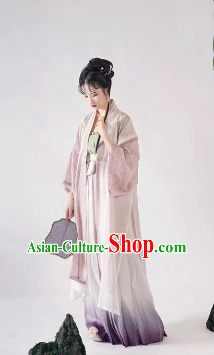 China Traditional Hanfu Dresses Ancient Young Woman Costumes Song Dynasty Historical Clothing