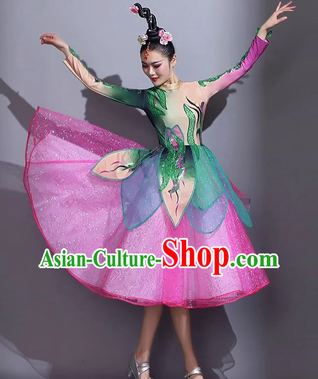 Modern Dance Short Skirt Performance Costume Mid Length Dance Skirt Opening Dance Costume Backup Dance Square Dance Competition Fan Dance