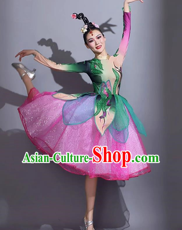 Modern Dance Short Skirt Performance Costume Mid Length Dance Skirt Opening Dance Costume Backup Dance Square Dance Competition Fan Dance