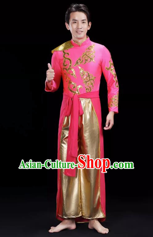 Pink Men S Drumming Costumes Opening Dance Costumes Male Backup Dancer Suits Modern Dance Costumes Fan Dancers Dragon Dance Costumes