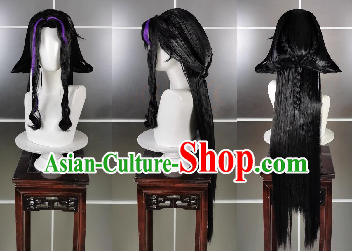 Five Poisons Adult Girl Zhan Feng Du Sister Wig and Headdress Jianwang 3 Jian San Cosplay Headwear Styling Hair