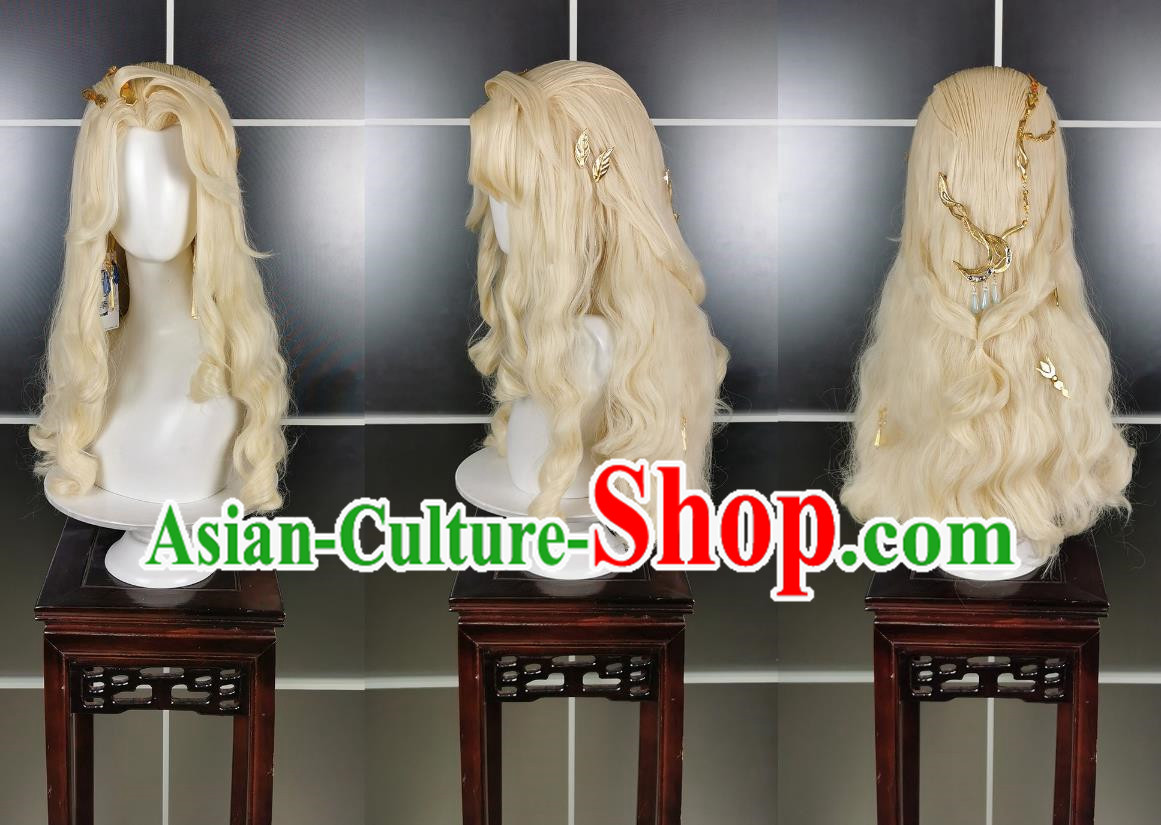 Glaze Curling Cloud Dragon Girl Jin Chengnu Wig Headdress Jiansan Cosplay Wig Blonde