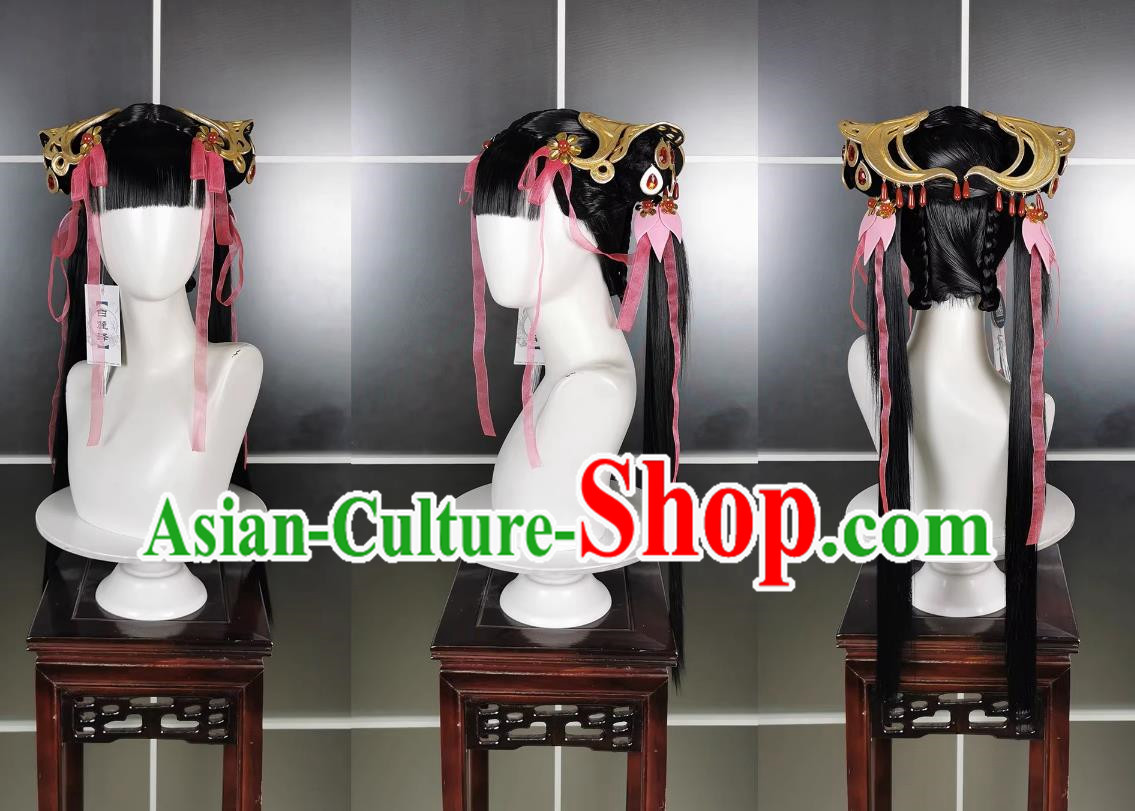 Qixiu Loli Chi Ming Xiuluo Wig and Headdress Jianwang 3 Jiansan Cosplay Headpiece