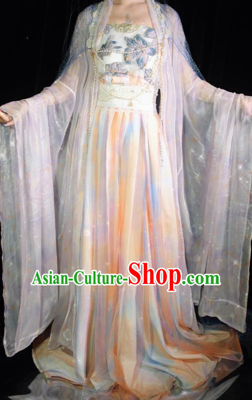Ice Queen Hanfu China Ancient Goddess Clothing Fairy Blue Hezi Dress