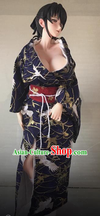 Sexy Girl Asami Akabha Deep Blue Kimono Customize Handmade BJD Costume Figurine Clothing