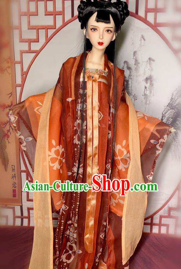 Handmade BJD Costume Top Figurine Hanfu Clothing Customize Ancient Girl Red Ruqun Dress