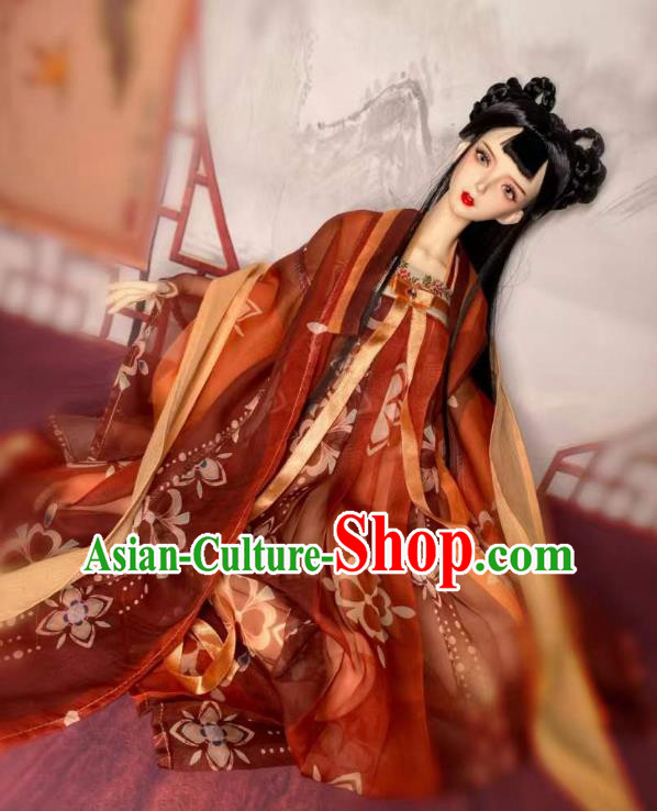 Handmade BJD Costume Top Figurine Hanfu Clothing Customize Ancient Girl Red Ruqun Dress