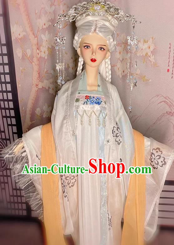 Handmade BJD Doll Costume Top Super Dollfie Hanfu Clothing Customize Ancient Girl White Ruqun Dress