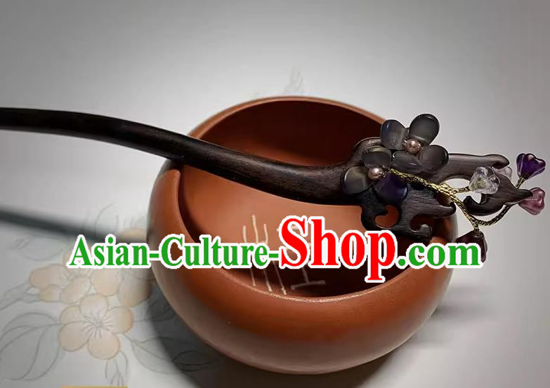 Chinese Hanfu Ebony Hairpin Traditional Ebony Hair Stick Cheongsam Hair Jewelry Handmade Christmas Gift