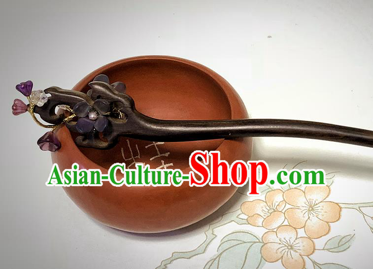 Chinese Hanfu Ebony Hairpin Traditional Ebony Hair Stick Cheongsam Hair Jewelry Handmade Christmas Gift
