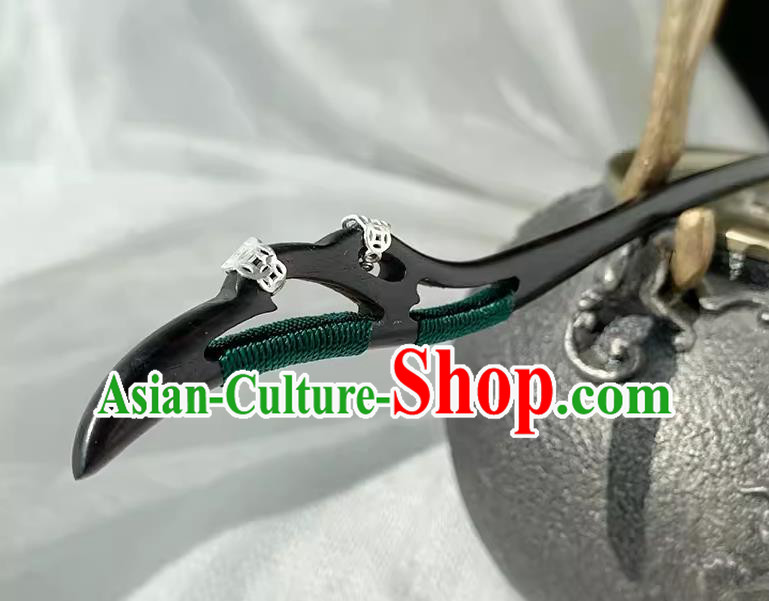 Handmade Cheongsam Hair Jewelry Christmas Gift Chinese Hanfu Ebony Hairpin Traditional Taoist Headgear
