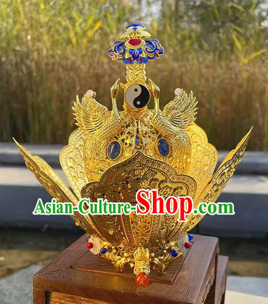 Chinese Taoism Master Headgear Traditional Taoist Priest Lotus Crown Handmade Tai Chi Hat