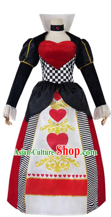 Christmas Stage Performance Costume European Retro Clothing Top England Red Queen Playing Cards Dress