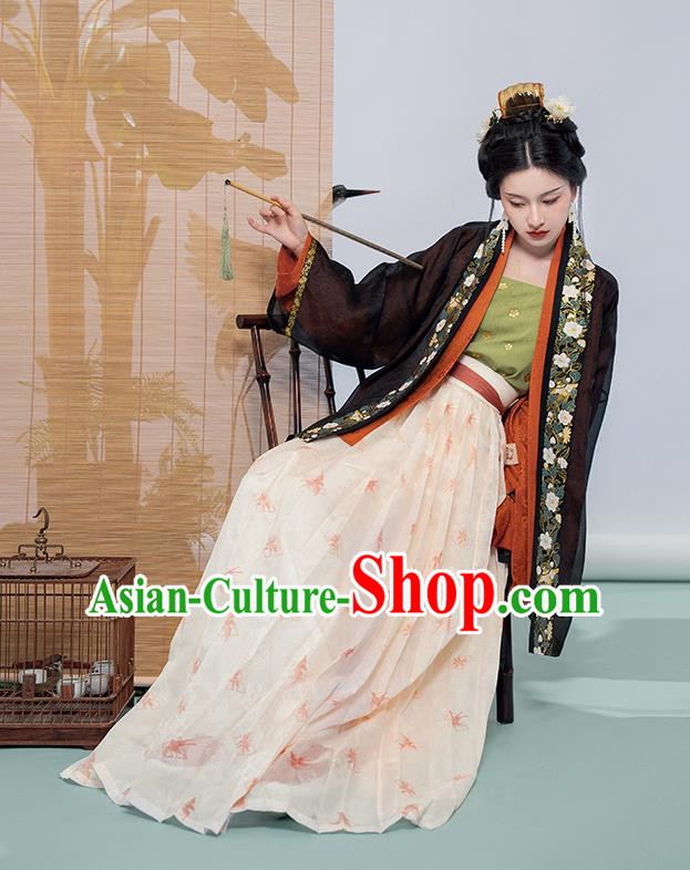 China Ancient Song Dynasty Young Lady Dress Costumes Traditional Hanfu Complete Set