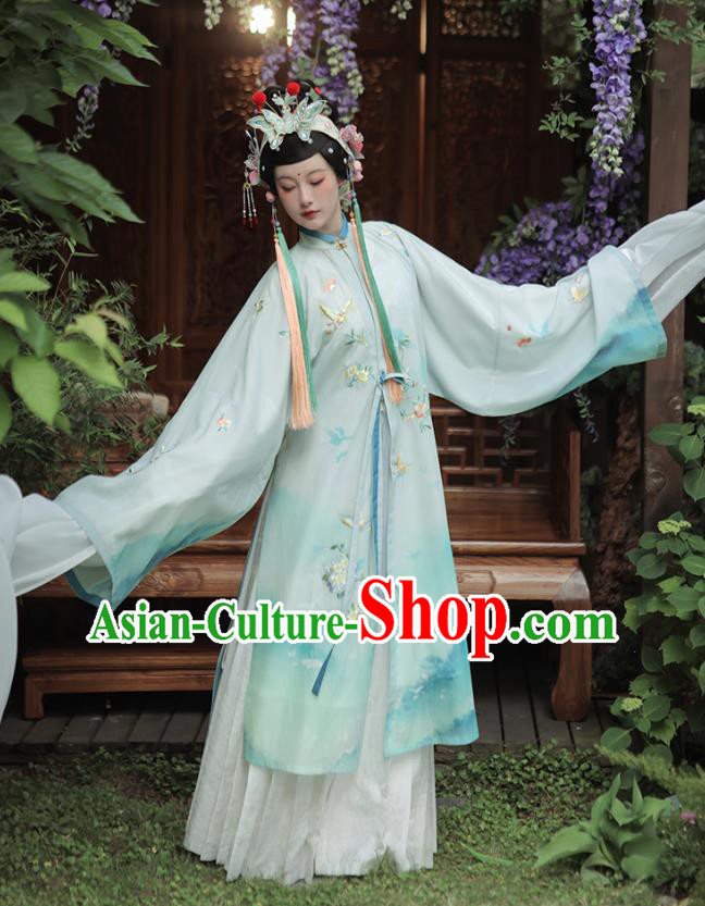 China Ancient Ming Dynasty Court Woman Costume Traditional Shaoxing Opera Water Sleeve Hanfu Dresses