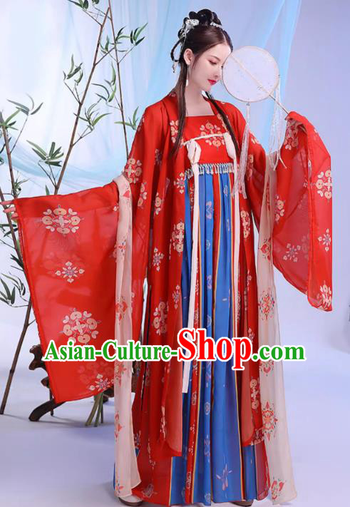 China Ancient Royal Princess Costumes Traditional Hanfu Hezi Dress Song Dynasty Wide Sleeve Clothing