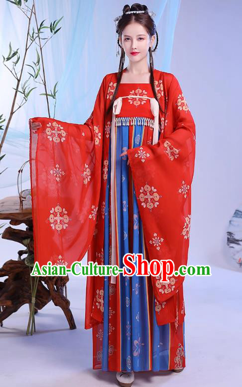 China Ancient Royal Princess Costumes Traditional Hanfu Hezi Dress Song Dynasty Wide Sleeve Clothing