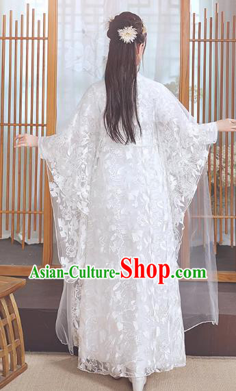 China Jin Dynasty Royal Princess Clothing Ancient Fairy Costumes Traditional Hanfu White Dance Dress