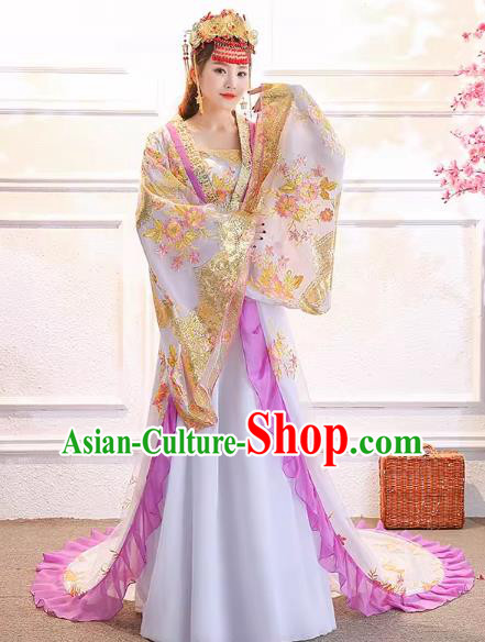 China Female Hanfu Trailing Dress Ancient Imperial Consort Costume Tang Dynasty Empress Clothing