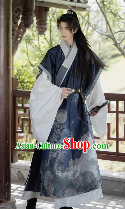 China Ming Dynasty Young Childe Historical Costumes Ancient Swordsman Hanfu Outfit