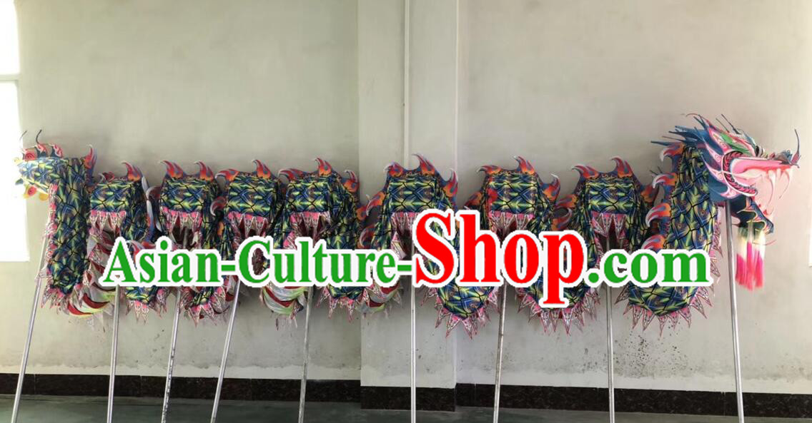 Chinese Celebration Dragon Props Professional Parade Dragon Dance Fluorescent Costumes Complete Set