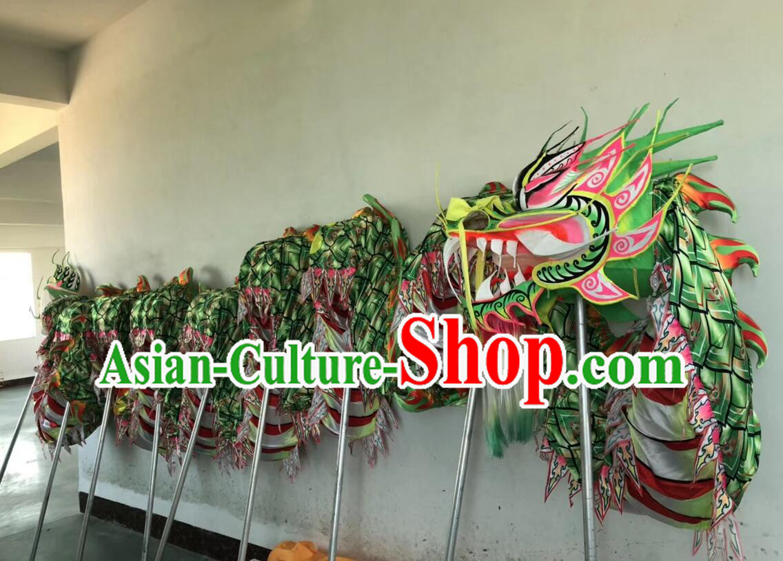 Chinese Celebration Green Dragon Competitive Dragon Dancing Props Professional Parade Dragon Dance Fluorescent Costume