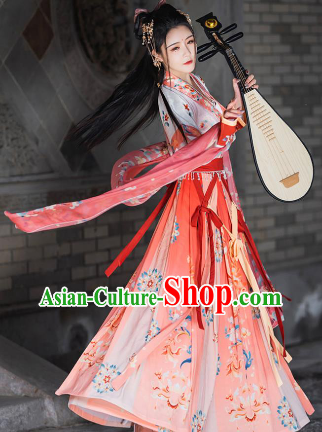 China Ancient Fairy Clothing Tang Dynasty Princess Replica Costume Hanfu Beizi and Ruqun Complete Set